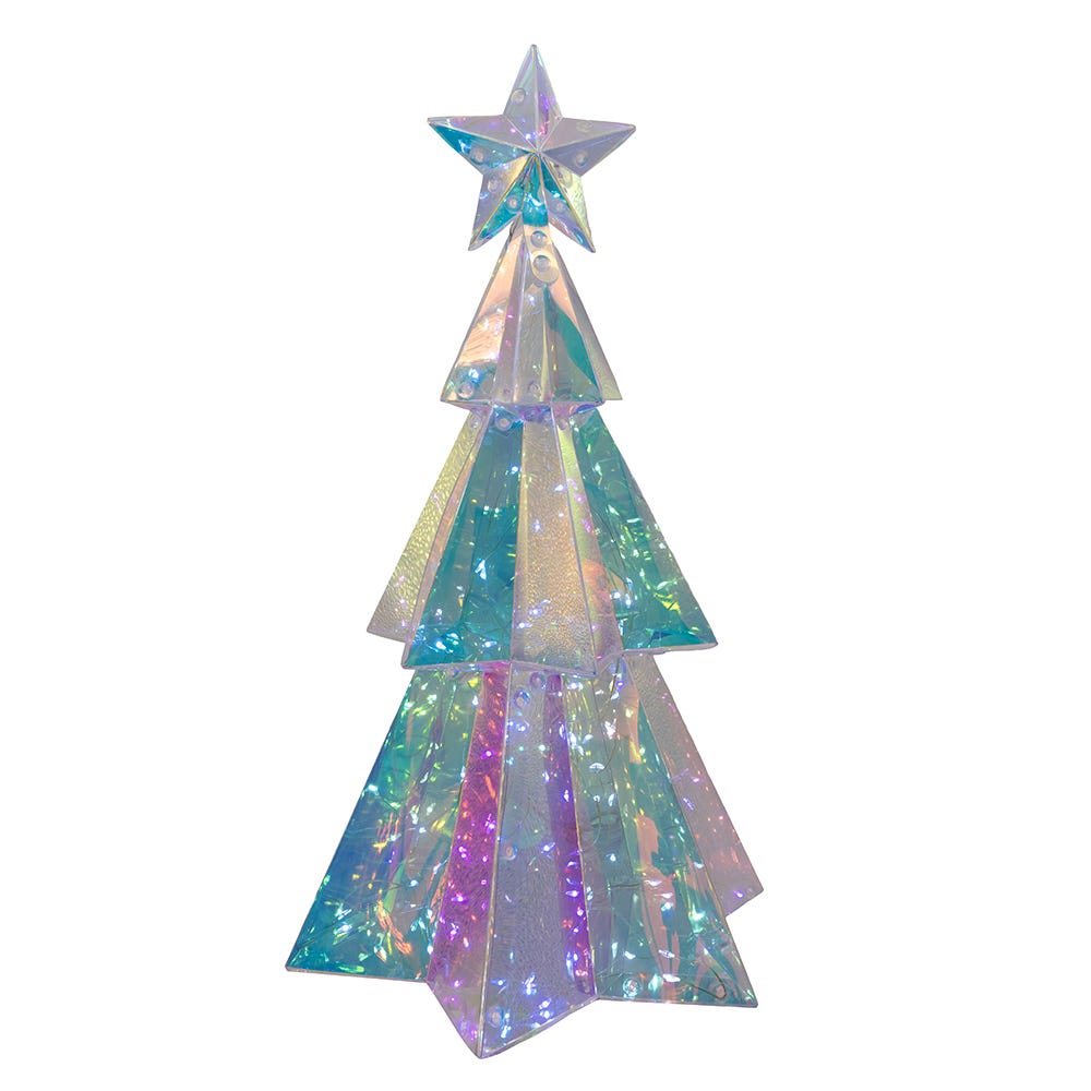 Kurt Adler 15-Inch Battery-Operated Lighted Magical Iridescence Holographic Tabletop Christmas Tree TR3277