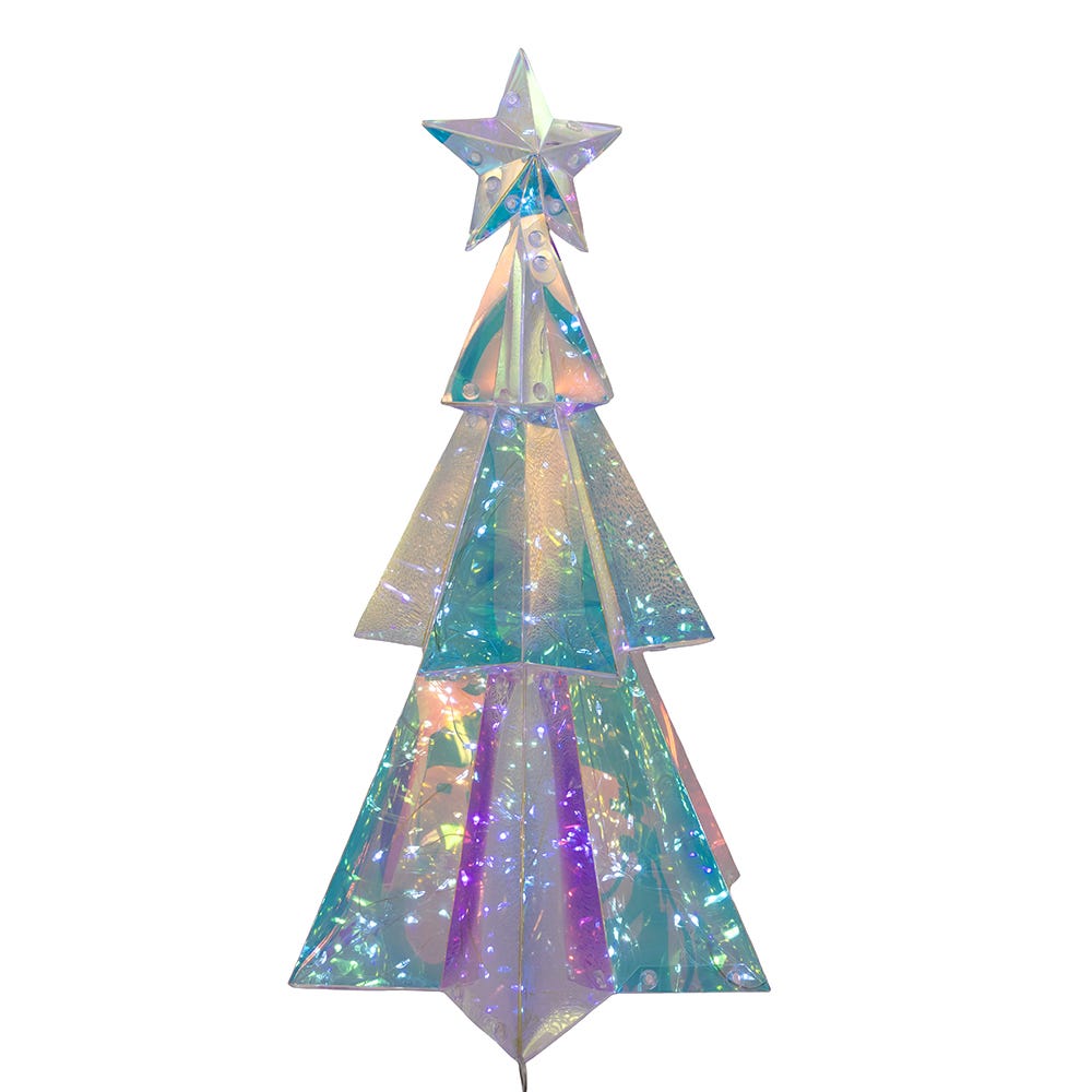 Kurt Adler 15-Inch Battery-Operated Lighted Magical Iridescence Holographic Tabletop Christmas Tree