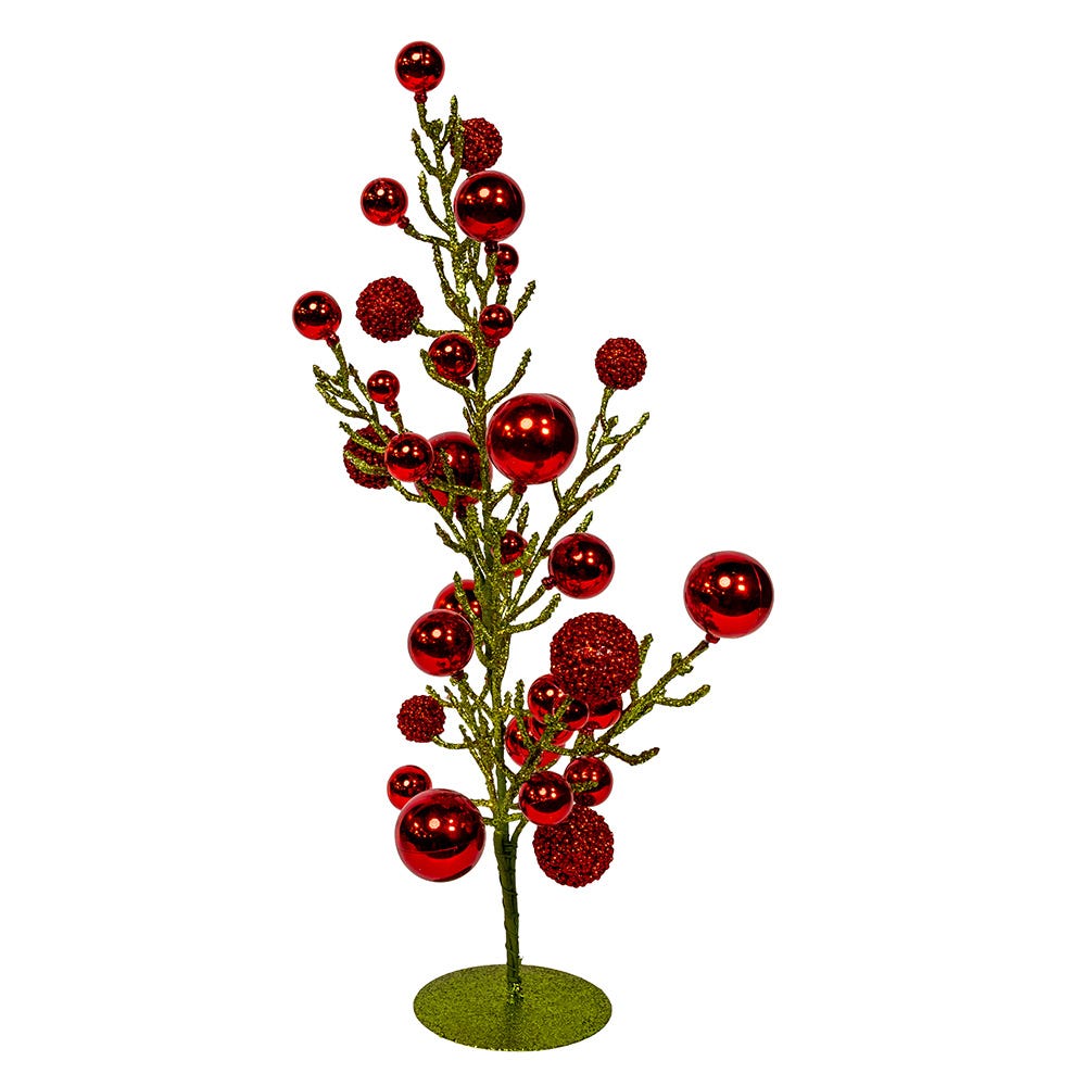 Kurt Adler 21.6-Inch Decorated Green Glittered Tree with Metal Base TR3281