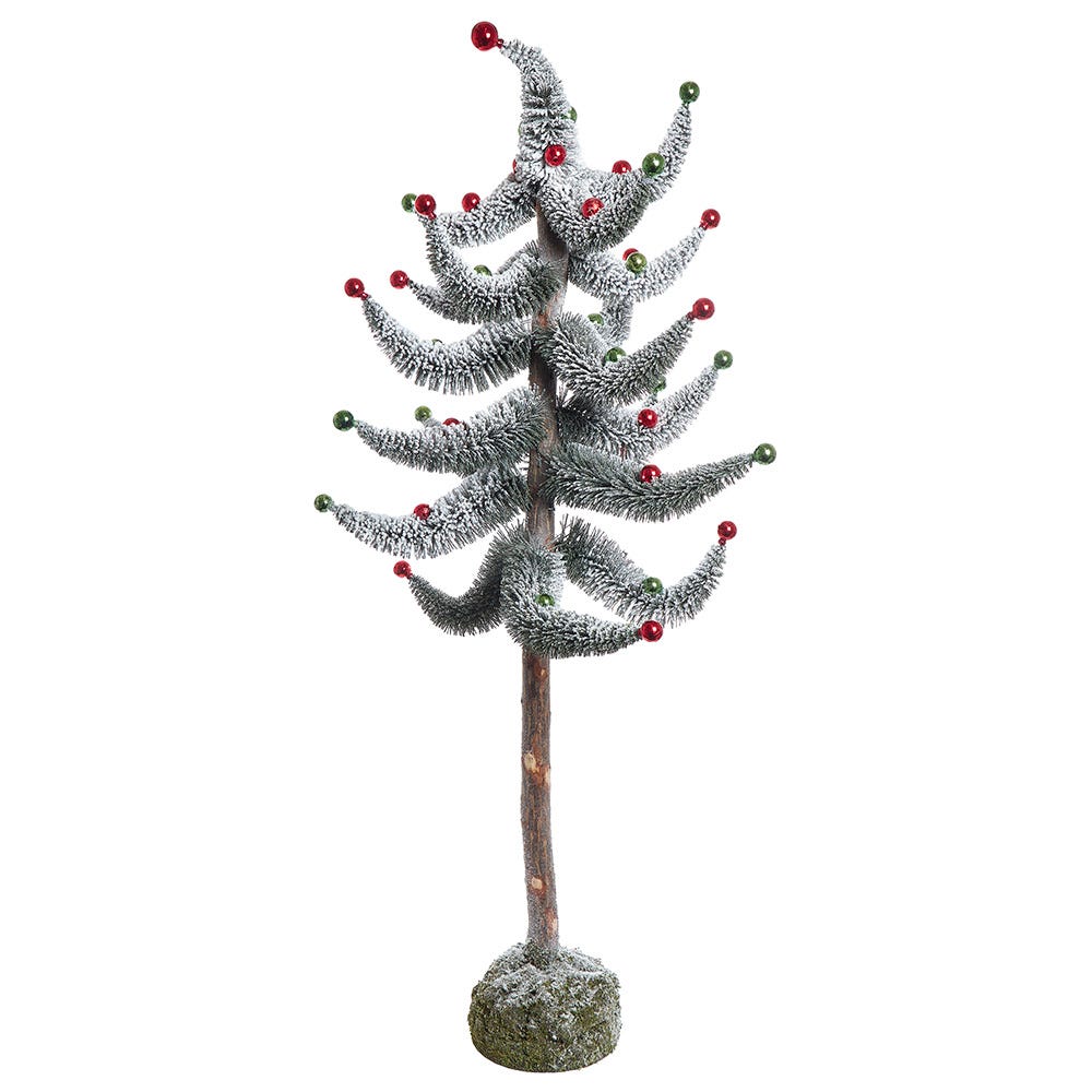 Kurt Adler 36-Inch Snowy Curly Green Tree with Mini Bells TR3282