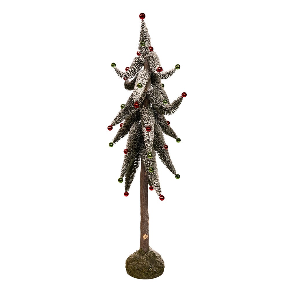Kurt Adler 36-Inch Snowy Curly Green Tree with Mini Bells