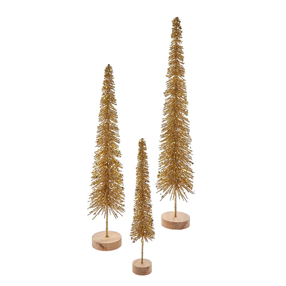 Kurt Adler Gold Glittered Miniature Tree Set TR3295GO