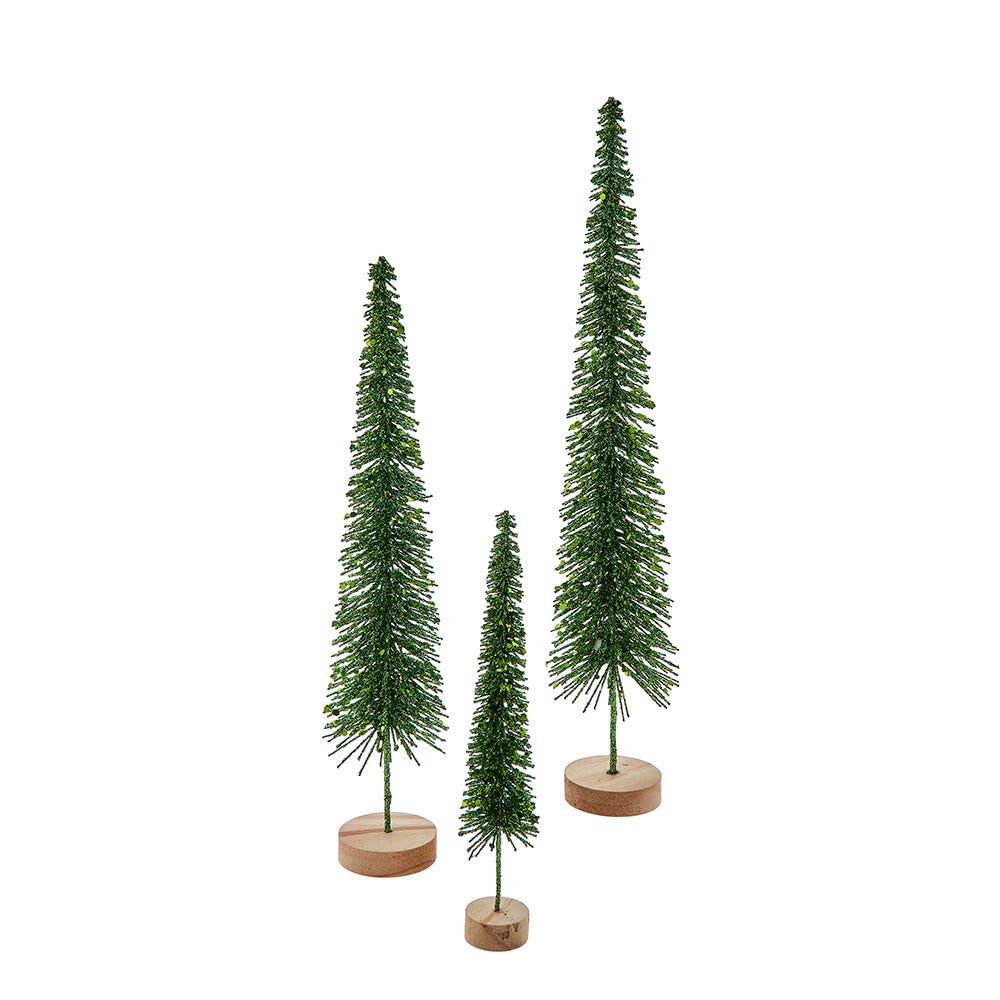 Kurt Adler Green Glittered Miniature Tree Set TR3295GR