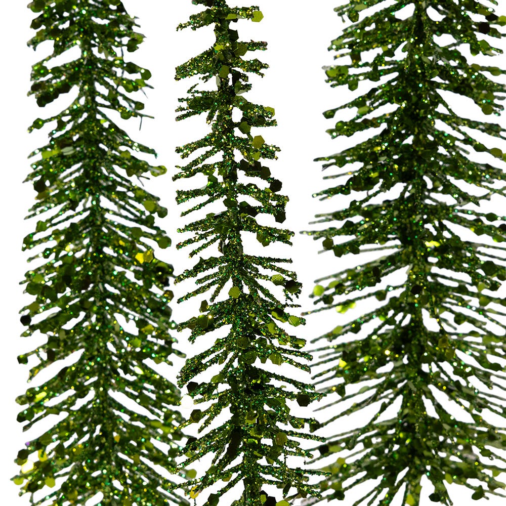 Kurt Adler Green Glittered Miniature Tree Set
