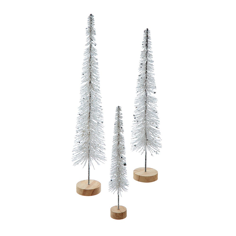 Kurt Adler Silver Glittered Miniature Tree Set TR3295S