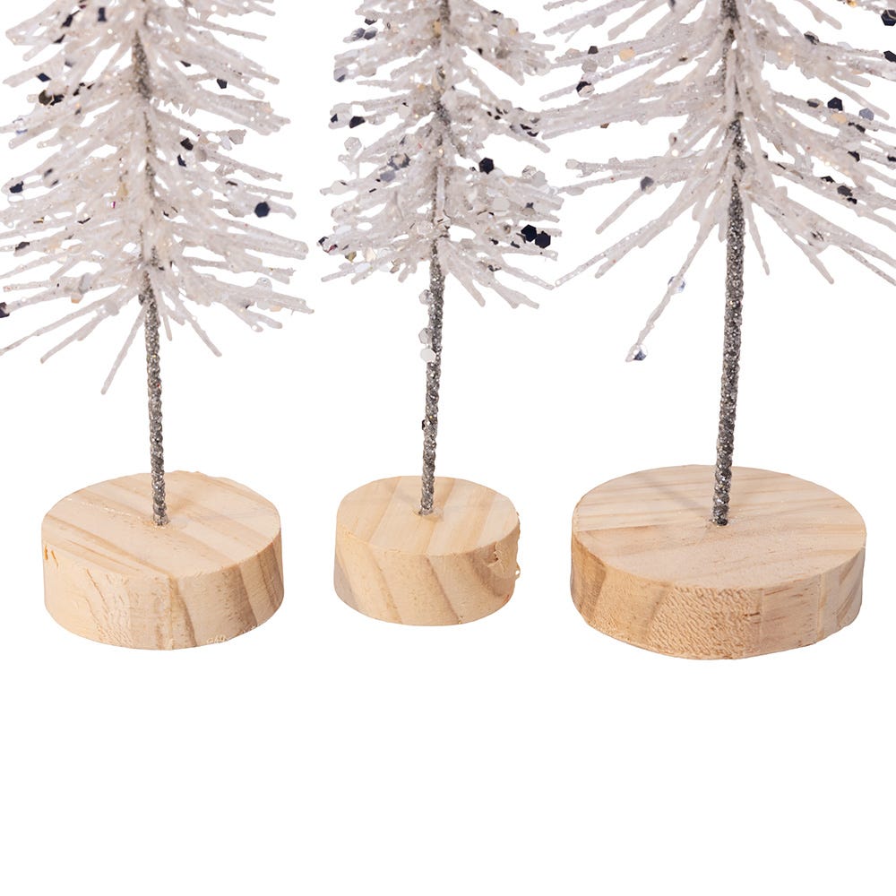Kurt Adler Silver Glittered Miniature Tree Set