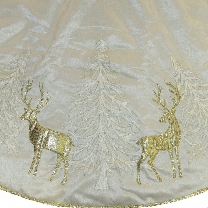 Kurt Adler 48-Inch Gold Tree and Reindeer Applique Tree Skirt