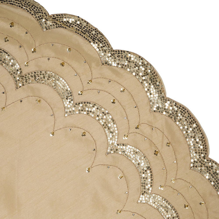 Kurt Adler 72-Inch Gold with Sequins Scalloped Embroidered Tree Skirt