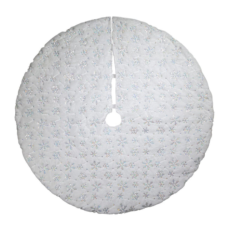 Kurt Adler 48-Inch White Tree Skirt with Snowflake Border