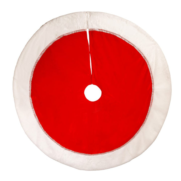 Kurt Adler 48-Inch Traditional Red with White Border Tree Skirt