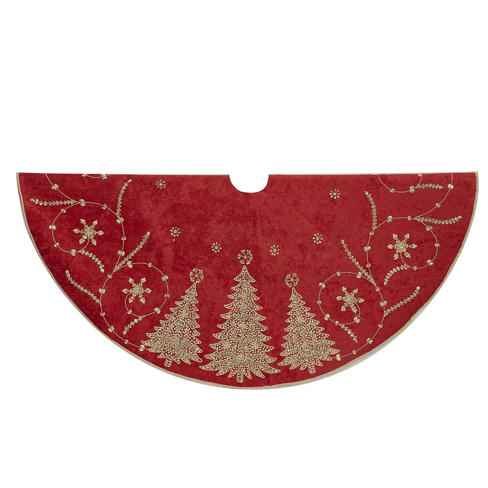 Kurt Adler 48-Inch Burgundy and Gold Christmas Tree Damask Tree Skirt TS0311