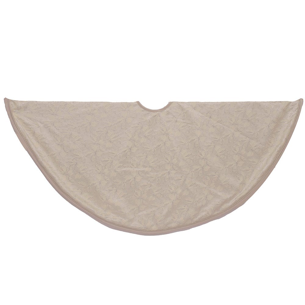 Kurt Adler 54-Inch Cream and Platinum Poinsettia Tree Skirt TS0312