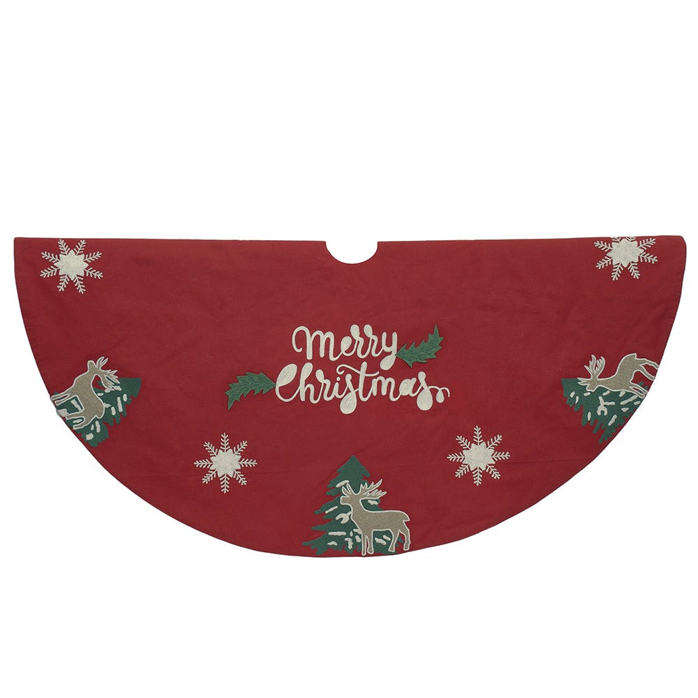 Kurt Adler 50-Inch Reindeer Applique Tree Skirt TS0315