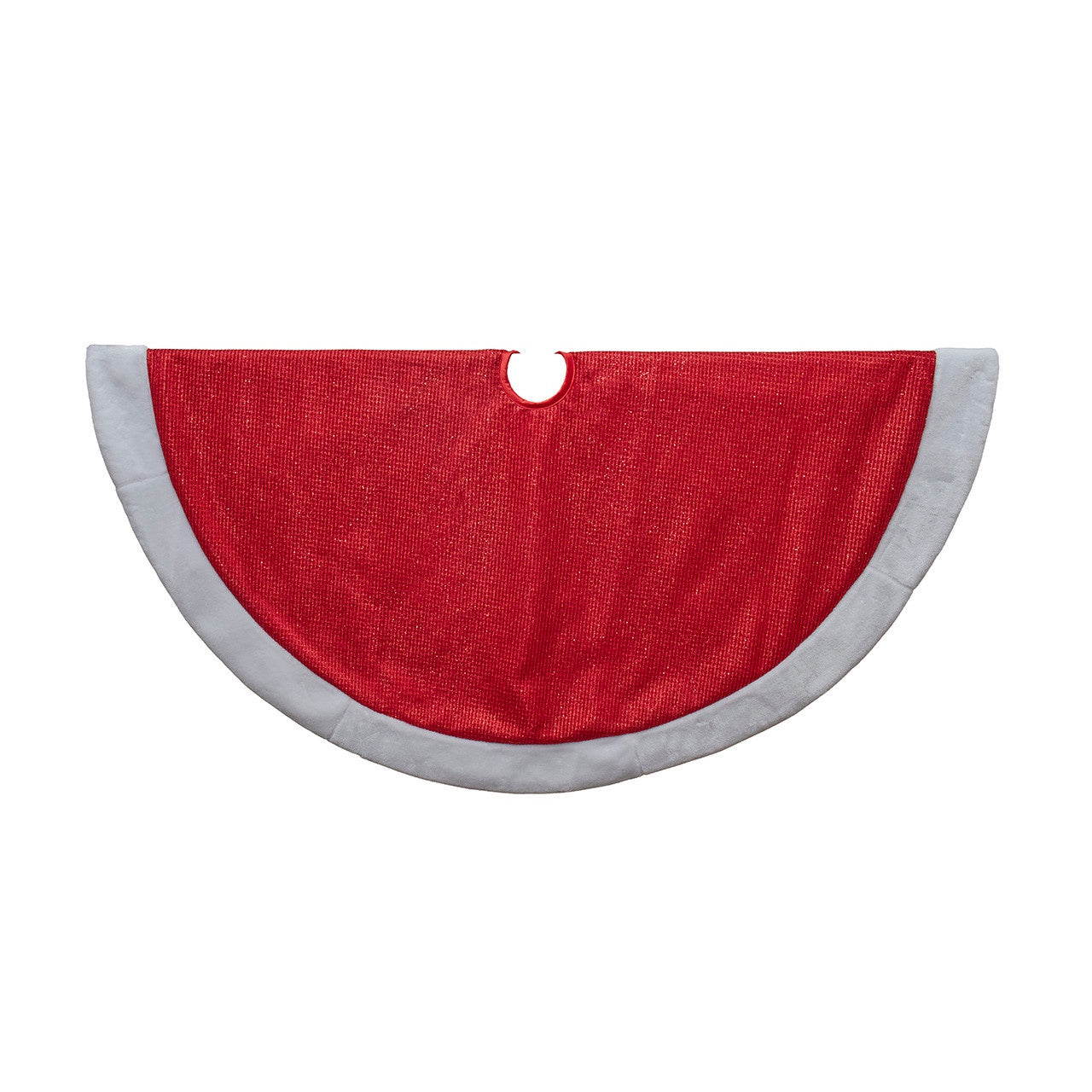 Kurt Adler 48" Red Glitter With Faux Fur Border Tree Skirt #TS0327