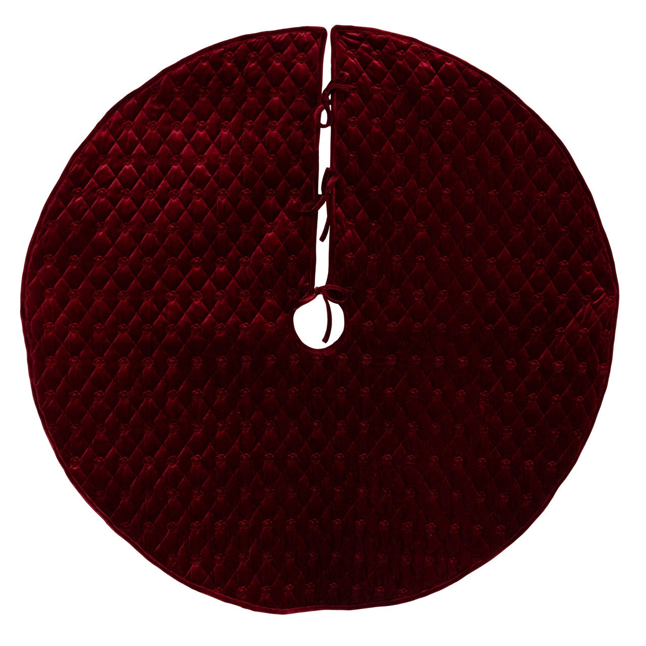 Kurt Adler 48" Quilted Burgundy Velvet Tree Skirt #TS0332