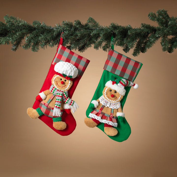 17.3 Inche High Fabric Holiday Gingerbread Men Stockings Set of 2 #2693140EC