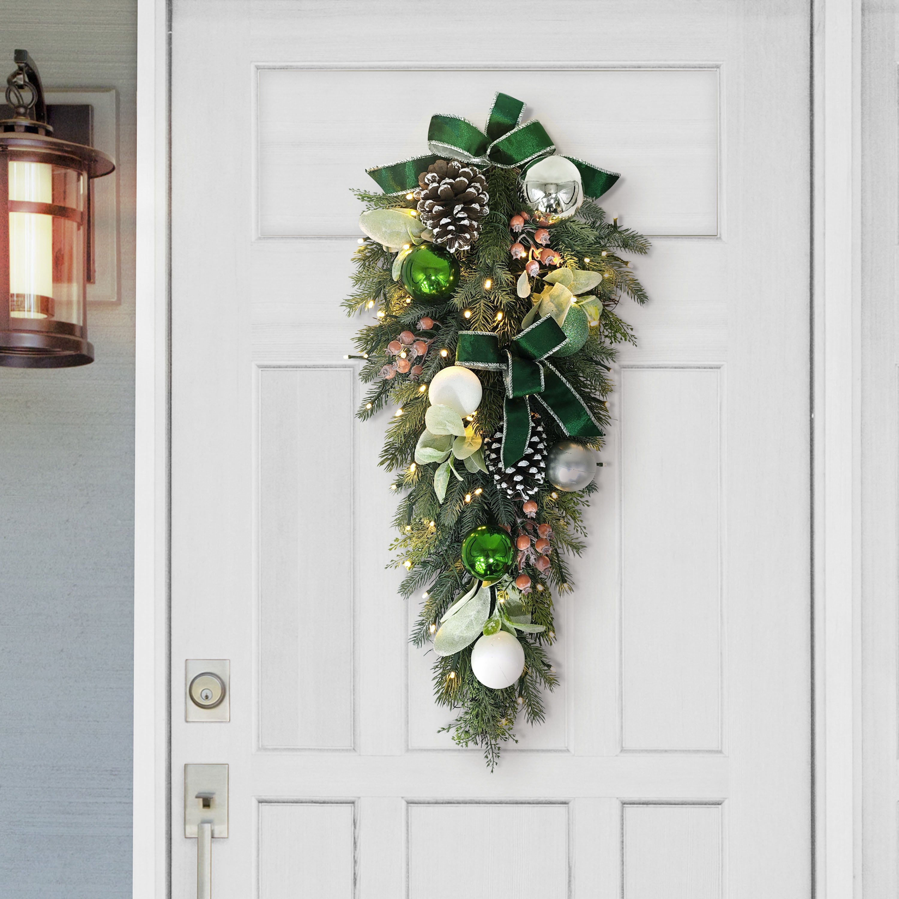 28" Pre-Lit Adorned Swag Battery Operated