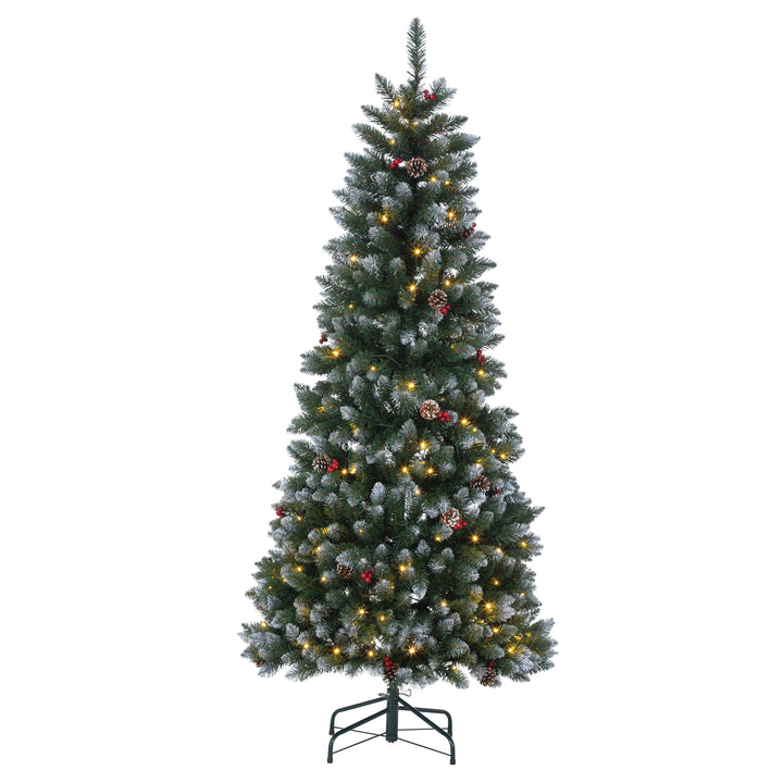 Sterling 6 ft. Pre Lit Warm White LED Pop Up Lightly Flocked Pine Tree