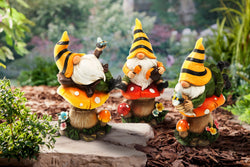 6.3 in. Resin Bee Gnome figurines, set of 3