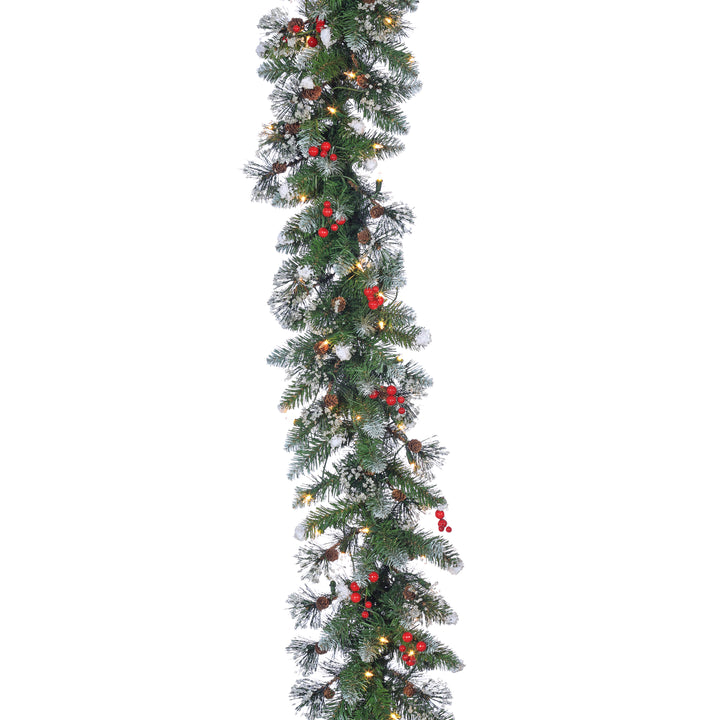 Sterling 9 ft. Pre Lit Clear UL Hard Needle Glazier Pine Garland