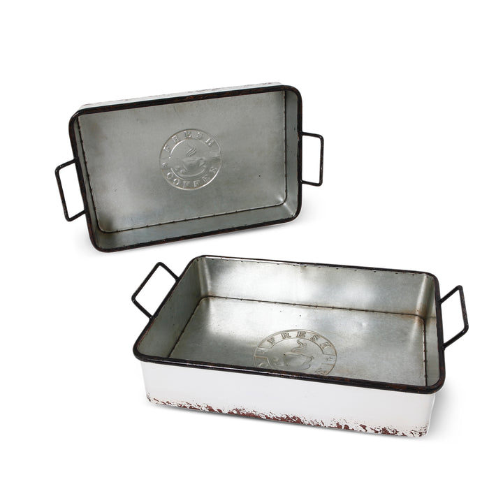 Set of 2 Farmhouse Nesting Metal Trays 2385390HDEC