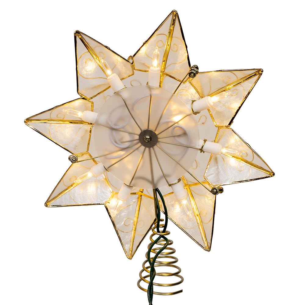 Kurt Adler 10-Light LED Capiz with Scroll Accents Star Tree Topper