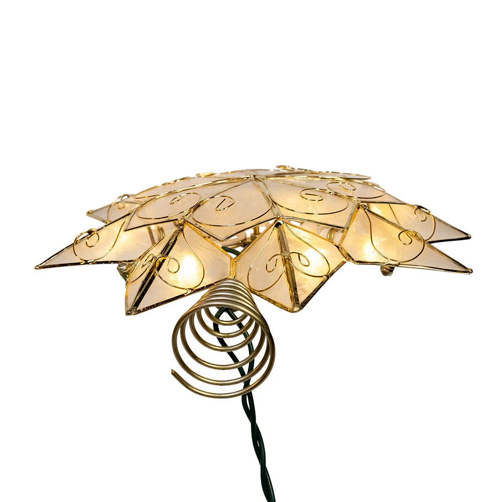 Kurt Adler 10-Light LED Capiz with Scroll Accents Star Tree Topper