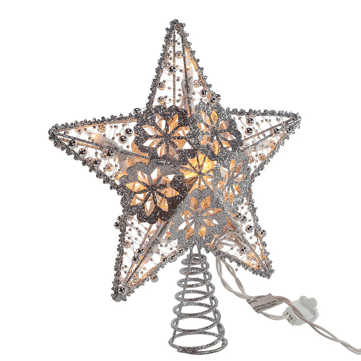 Kurt Adler 10-Inch 20-Light Silver Star Tree Topper