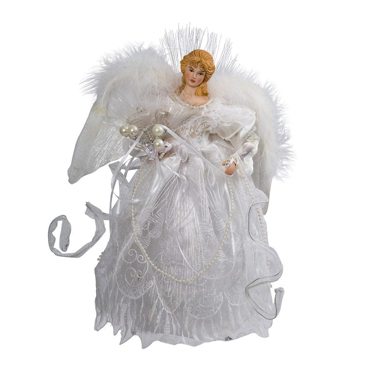 Kurt Adler 12-Inch White and Silver Fiber Optic LED Angel Treetop