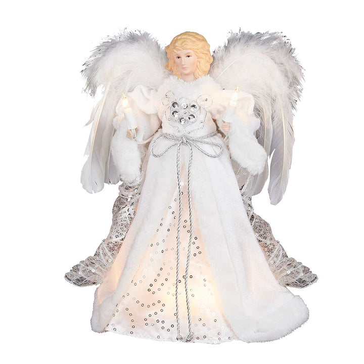 Kurt Adler 12-Inch UL 10-Light White and Silver Angel Treetop