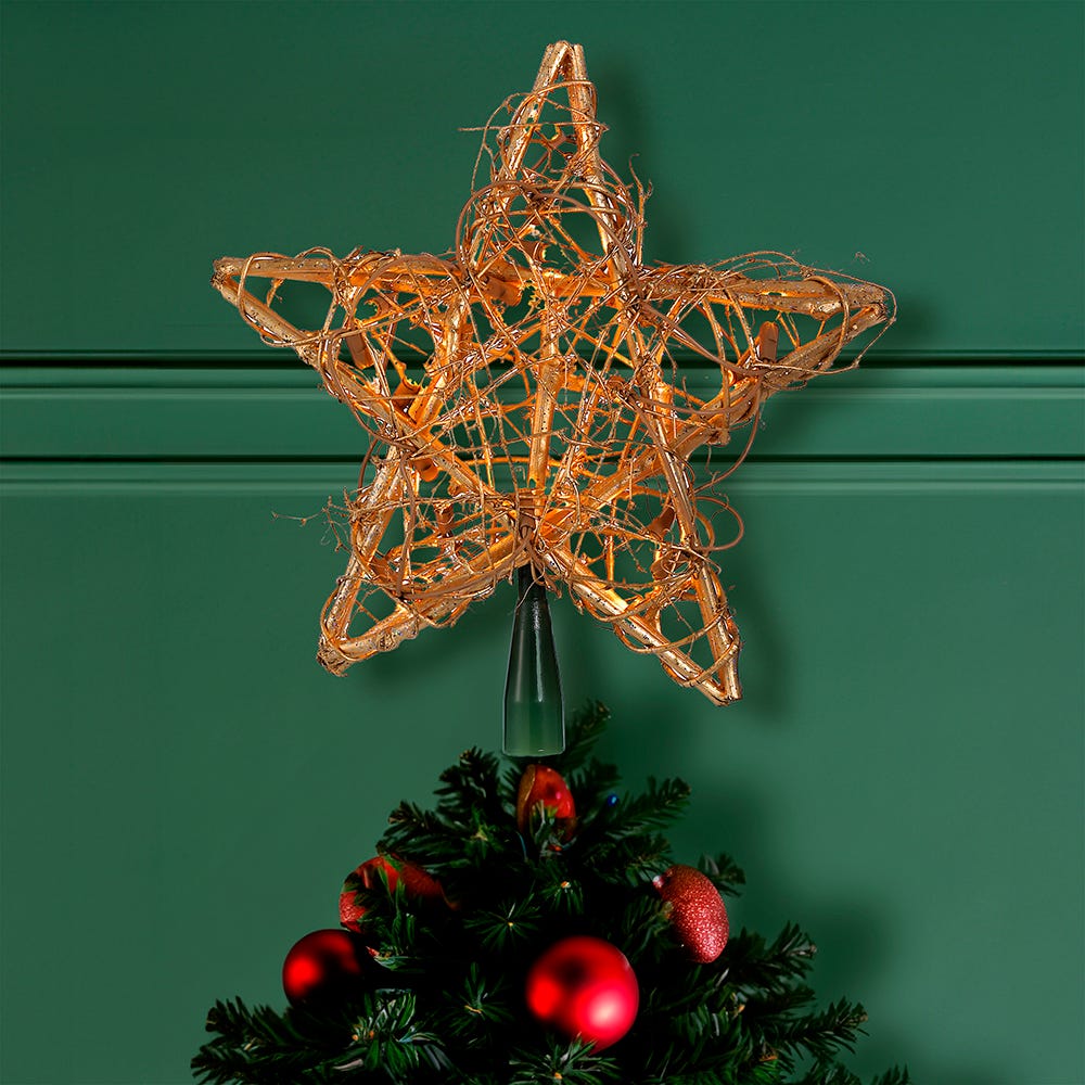 Kurt Adler 20-Light Gold Rattan Star