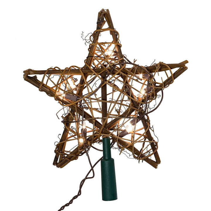 Kurt Adler 10-Light Rattan Gold Star Treetop