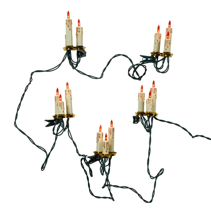 Kurt Adler UL 15-Light White Triple Candle Extended Light Set with Ivory Candle Shaft, Gold Dripping Wax and Amber Bulbs