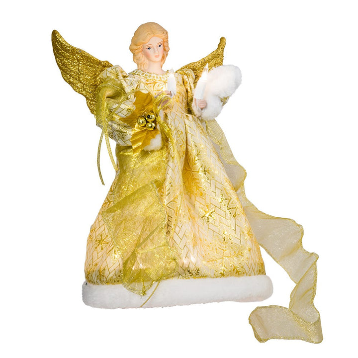 Kurt Adler UL 10-Light 12-Inch Gold Dress Angel Treetop