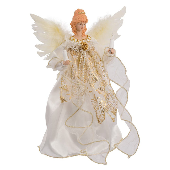 Kurt Adler 12-Inch 10-Light Ivory and Gold Angel Treetop