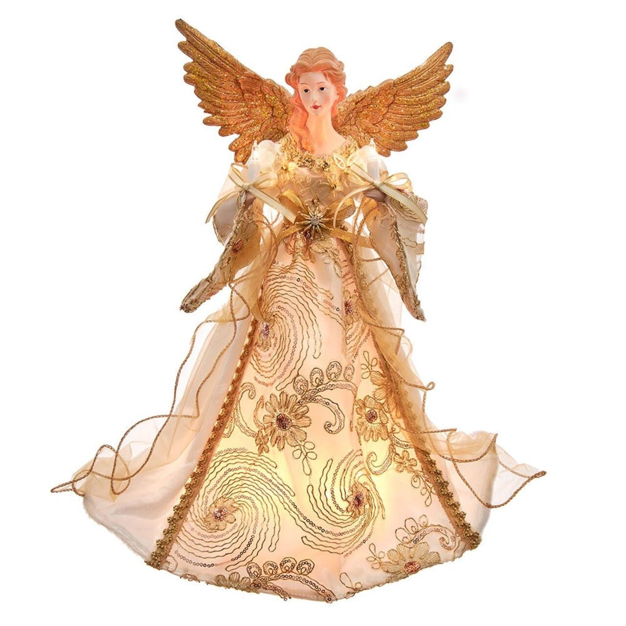 Kurt Adler 16-Inch Ivory/Gold Angel Tree Topper #UL2241