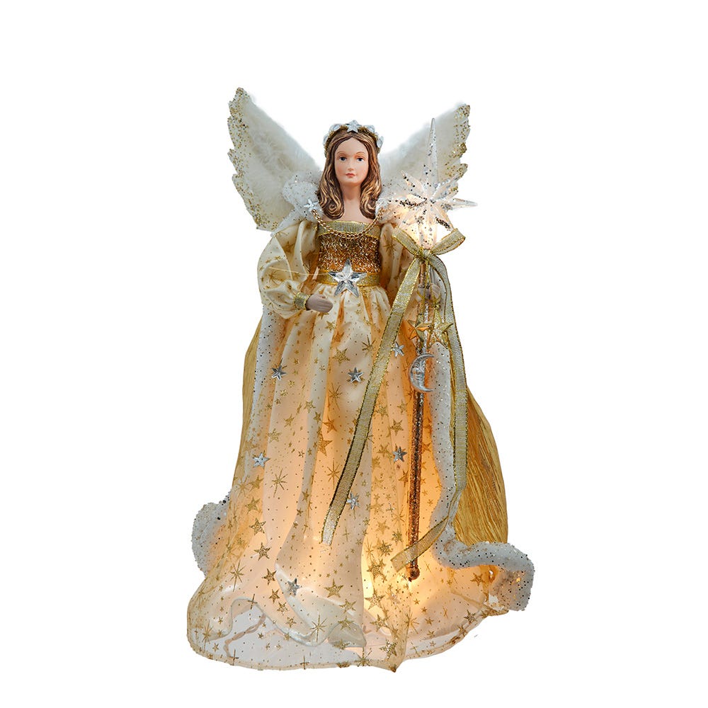 Kurt Adler 16-Inch UL 10-Light Celestial Angel Tree Topper UL2249