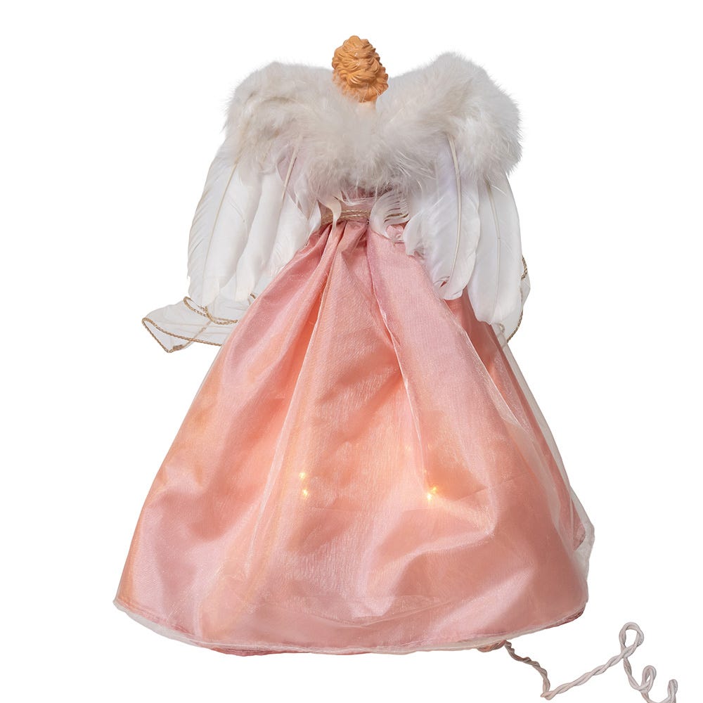 Kurt Adler 14-Inch UL 10-Light Pink and Ivory Angel Tree Topper