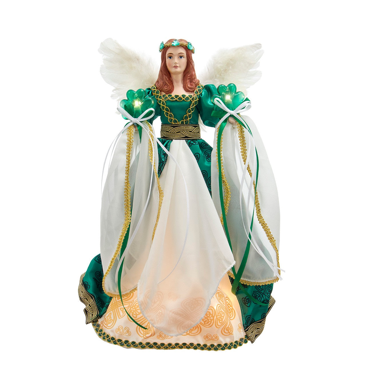 Kurt Adler 16" UL 10-Light Irish Angel Tree Topper #UL2255