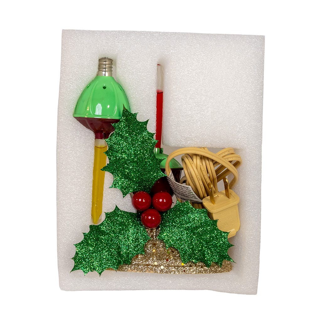Kurt Adler 6.69-Inch Holly Berry and Greenery with Bubble Light