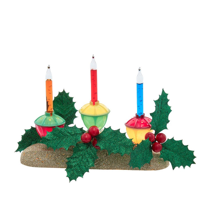 Kurt Adler 8.85-Inch Holly Berry and Greenery with Gold Base Three Bubble Lights UL2321