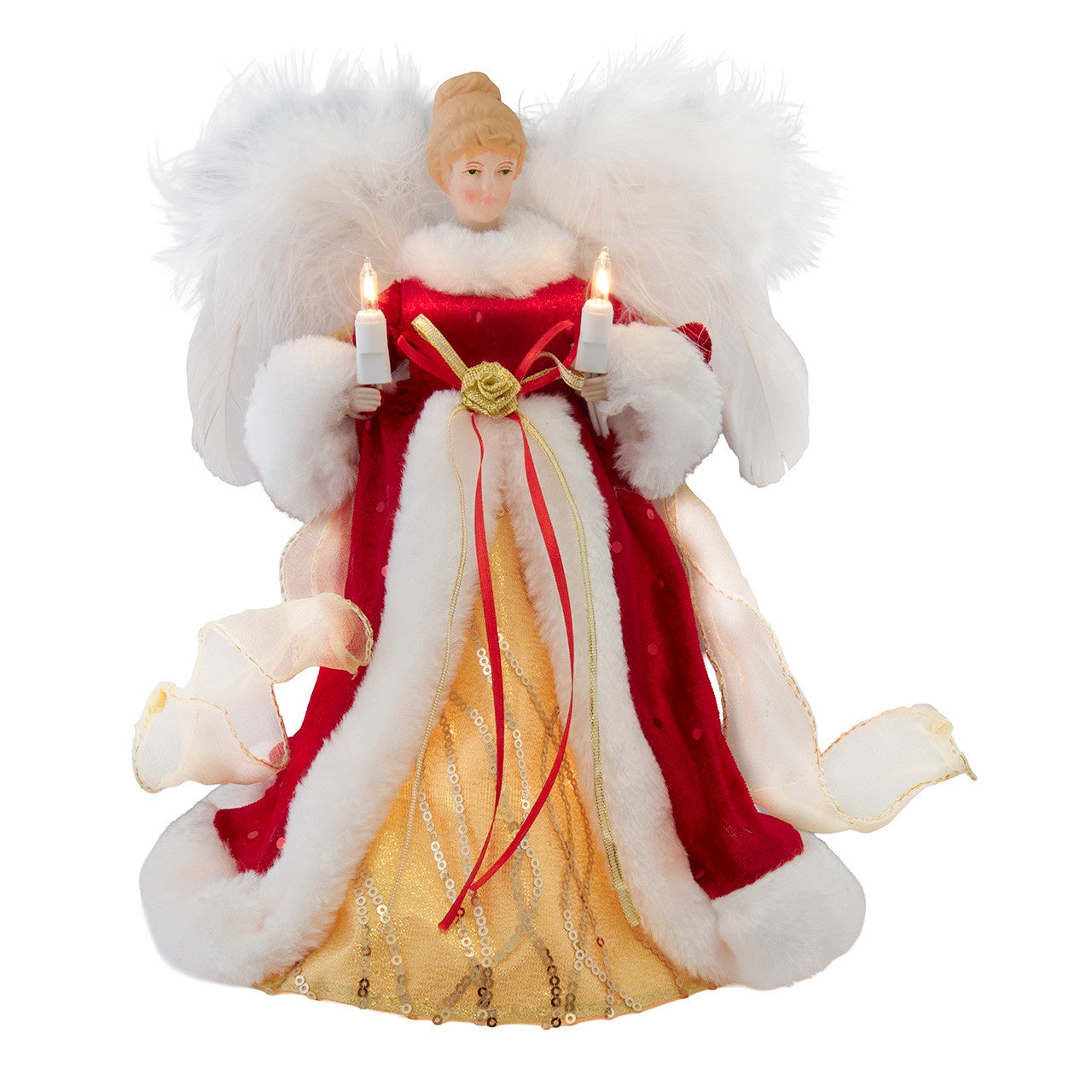 Kurt Adler 10" 10L Red & Gold Angel Tree Topper #UL2907