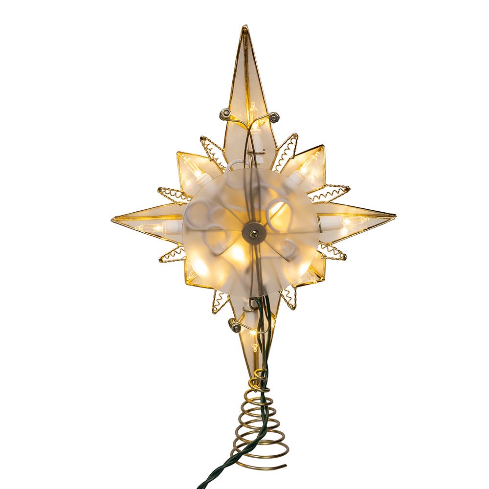 Kurt Adler 10.5-Inch 10-Light LED Capiz Bethlehem Star Tree Topper