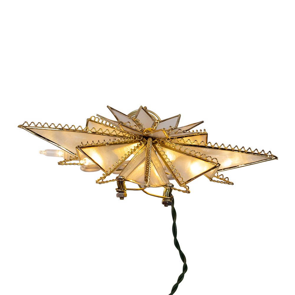 Kurt Adler 10.5-Inch 10-Light LED Capiz Bethlehem Star Tree Topper