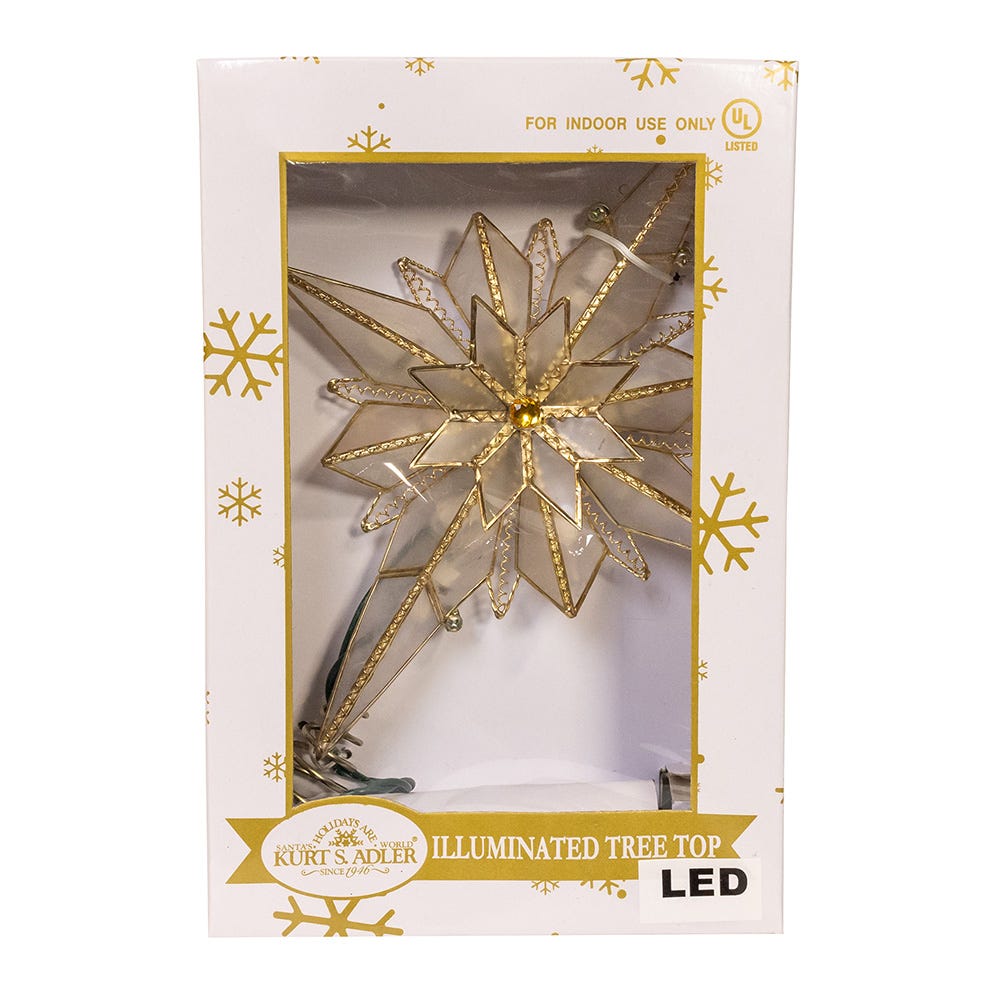 Kurt Adler 10.5-Inch 10-Light LED Capiz Bethlehem Star Tree Topper