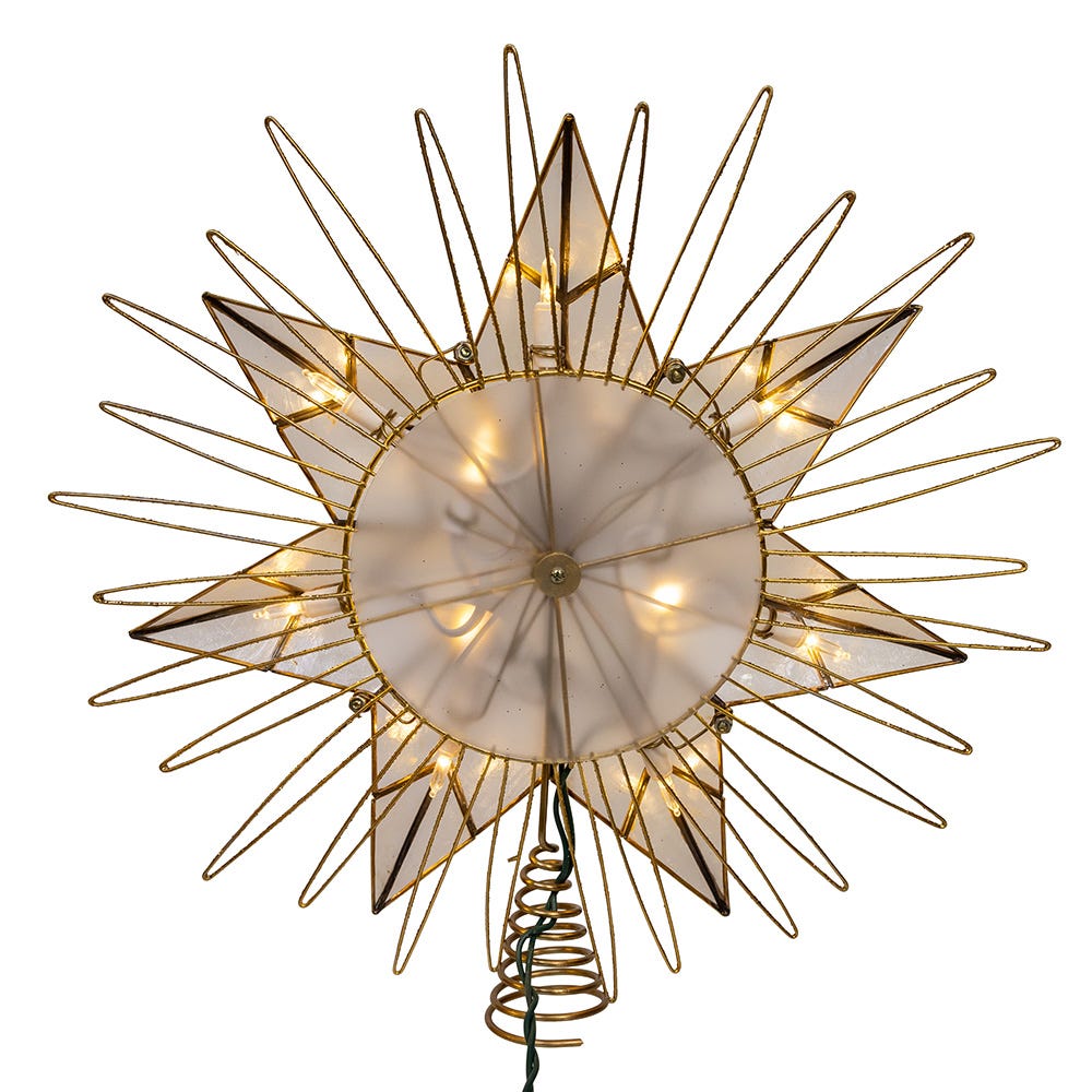 Kurt Adler 14-Inch 10-Light 7-Point LED Gold Glittered Star Tree Topper