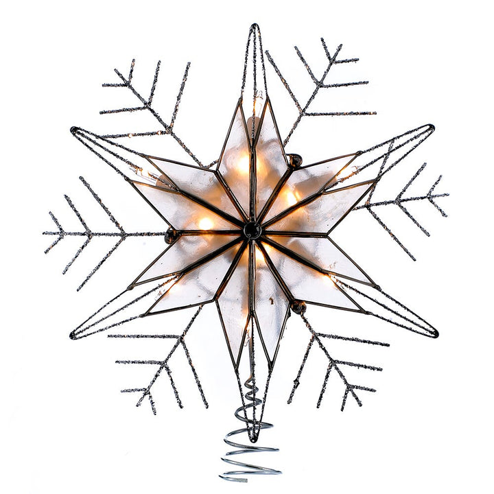 Kurt Adler 10-Light 10-Inch Silver Capiz Wire Snowflake Treetop