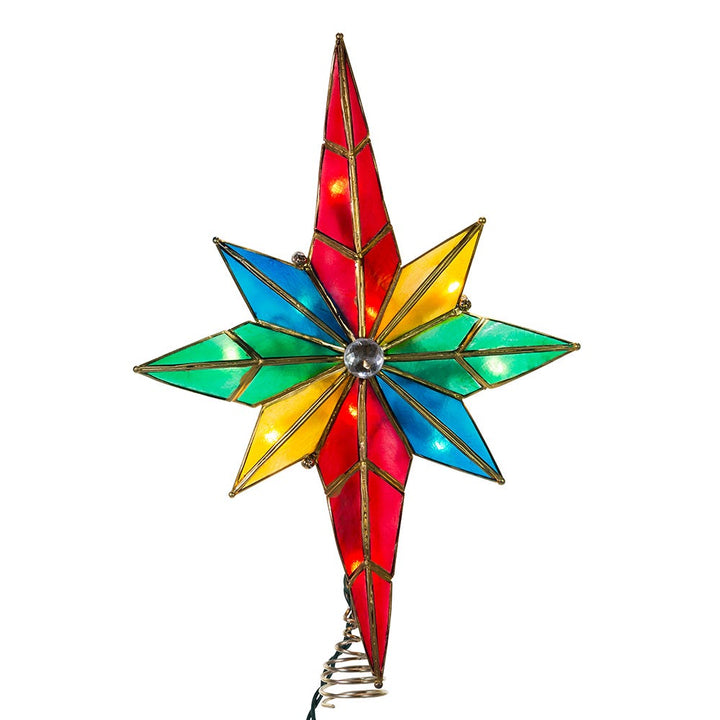 Kurt Adler 10-Light Multicolored Capiz Bethlehem Star Treetop with Gem Center