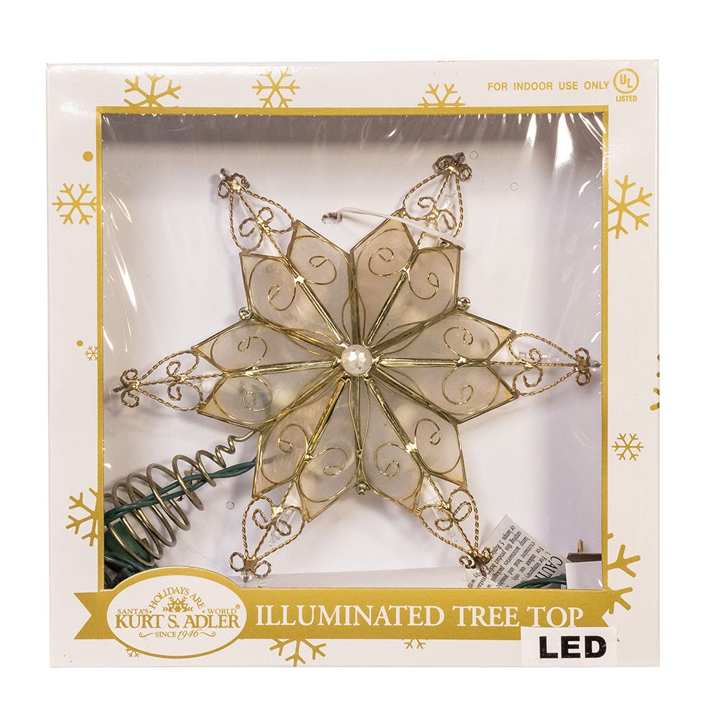 Kurt Adler 10-Light LED Star with Twisted Scroll Accents Tree Topper