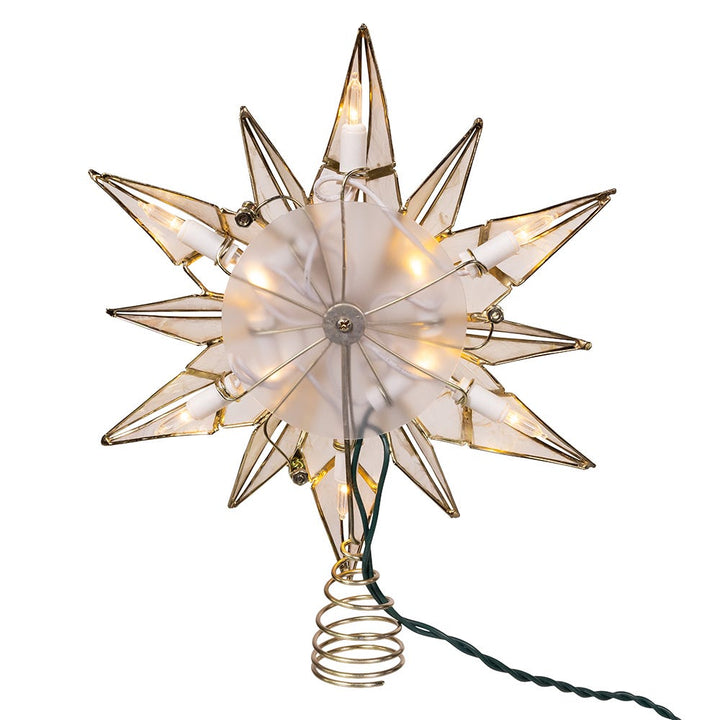 Kurt Adler 10.5-Inch 10-Light 12 Point Capiz Star with Center Gem Tree Topper